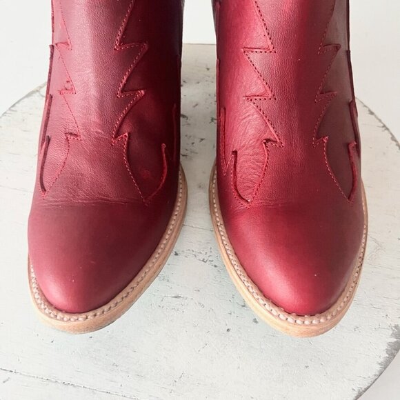 Lane CHELSEA Womens Cowboy Bootie 9 Western Red Short Cowgirl Ankle Boots EUC - Picture 6 of 11